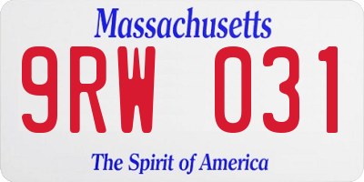 MA license plate 9RW031