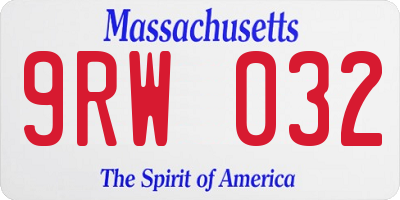 MA license plate 9RW032