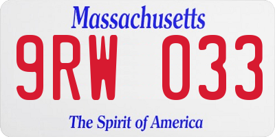 MA license plate 9RW033