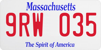 MA license plate 9RW035