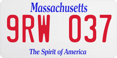 MA license plate 9RW037