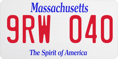 MA license plate 9RW040