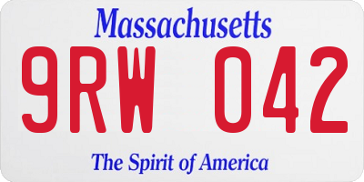 MA license plate 9RW042