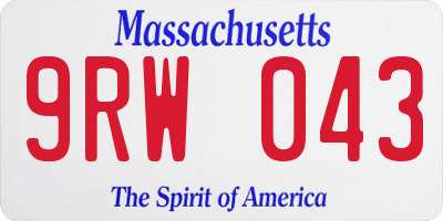 MA license plate 9RW043