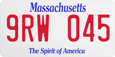 MA license plate 9RW045