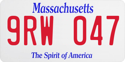 MA license plate 9RW047