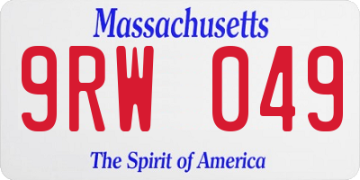 MA license plate 9RW049