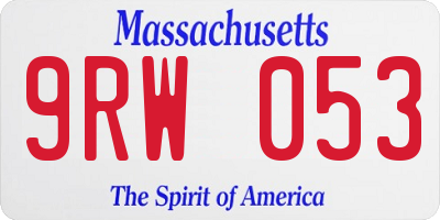 MA license plate 9RW053