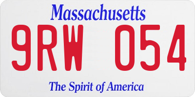 MA license plate 9RW054