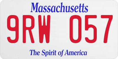 MA license plate 9RW057