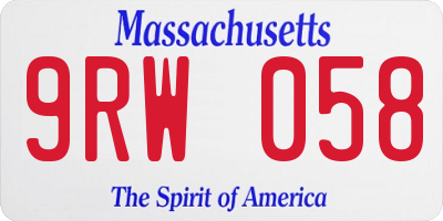 MA license plate 9RW058