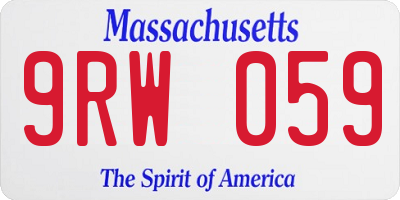 MA license plate 9RW059