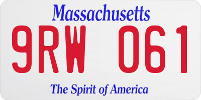 MA license plate 9RW061