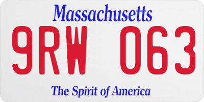 MA license plate 9RW063