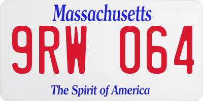 MA license plate 9RW064
