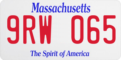 MA license plate 9RW065