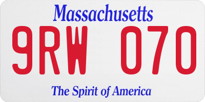 MA license plate 9RW070