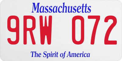 MA license plate 9RW072