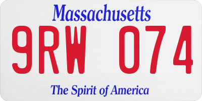 MA license plate 9RW074