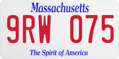 MA license plate 9RW075