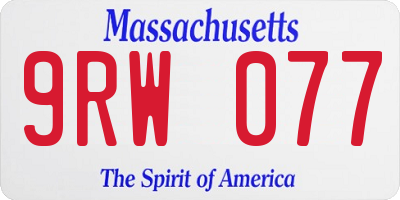 MA license plate 9RW077