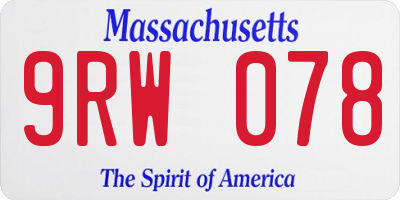 MA license plate 9RW078