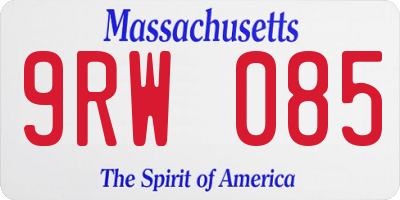 MA license plate 9RW085