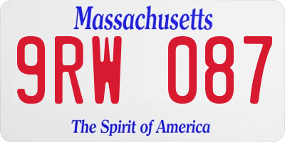 MA license plate 9RW087