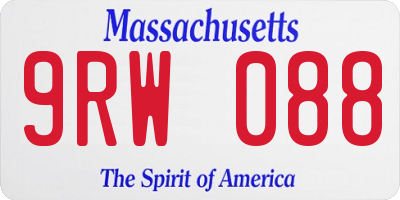 MA license plate 9RW088