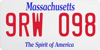 MA license plate 9RW098