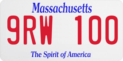 MA license plate 9RW100