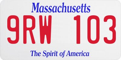 MA license plate 9RW103
