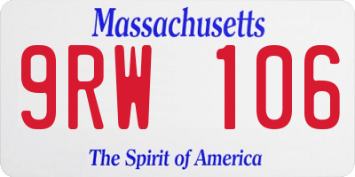 MA license plate 9RW106