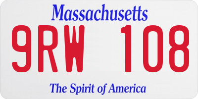 MA license plate 9RW108