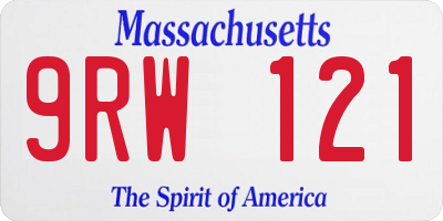 MA license plate 9RW121