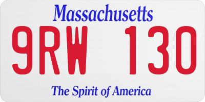 MA license plate 9RW130