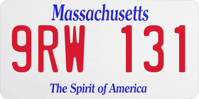 MA license plate 9RW131