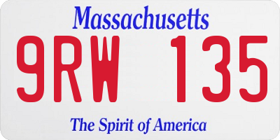 MA license plate 9RW135