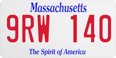 MA license plate 9RW140