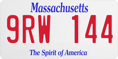MA license plate 9RW144