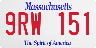 MA license plate 9RW151
