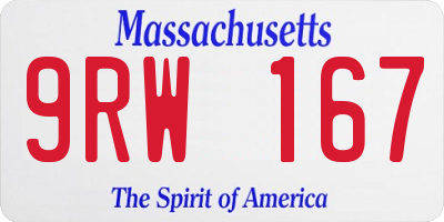MA license plate 9RW167