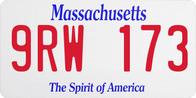 MA license plate 9RW173