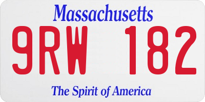 MA license plate 9RW182