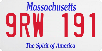 MA license plate 9RW191