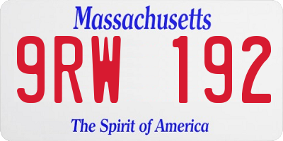 MA license plate 9RW192