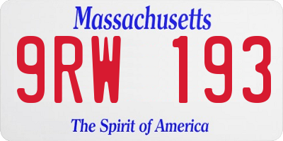 MA license plate 9RW193