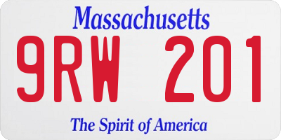 MA license plate 9RW201