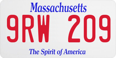 MA license plate 9RW209
