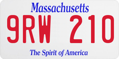 MA license plate 9RW210